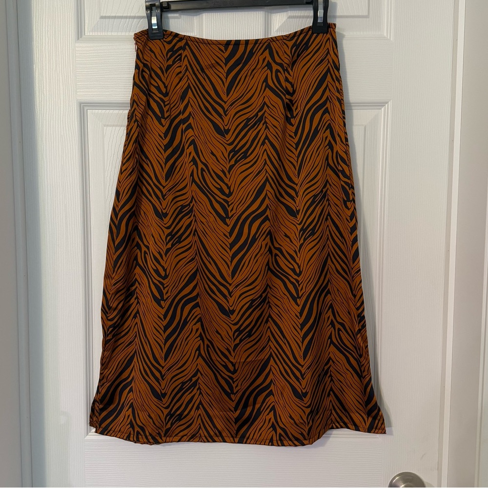 Tiger Print Midi Skirt